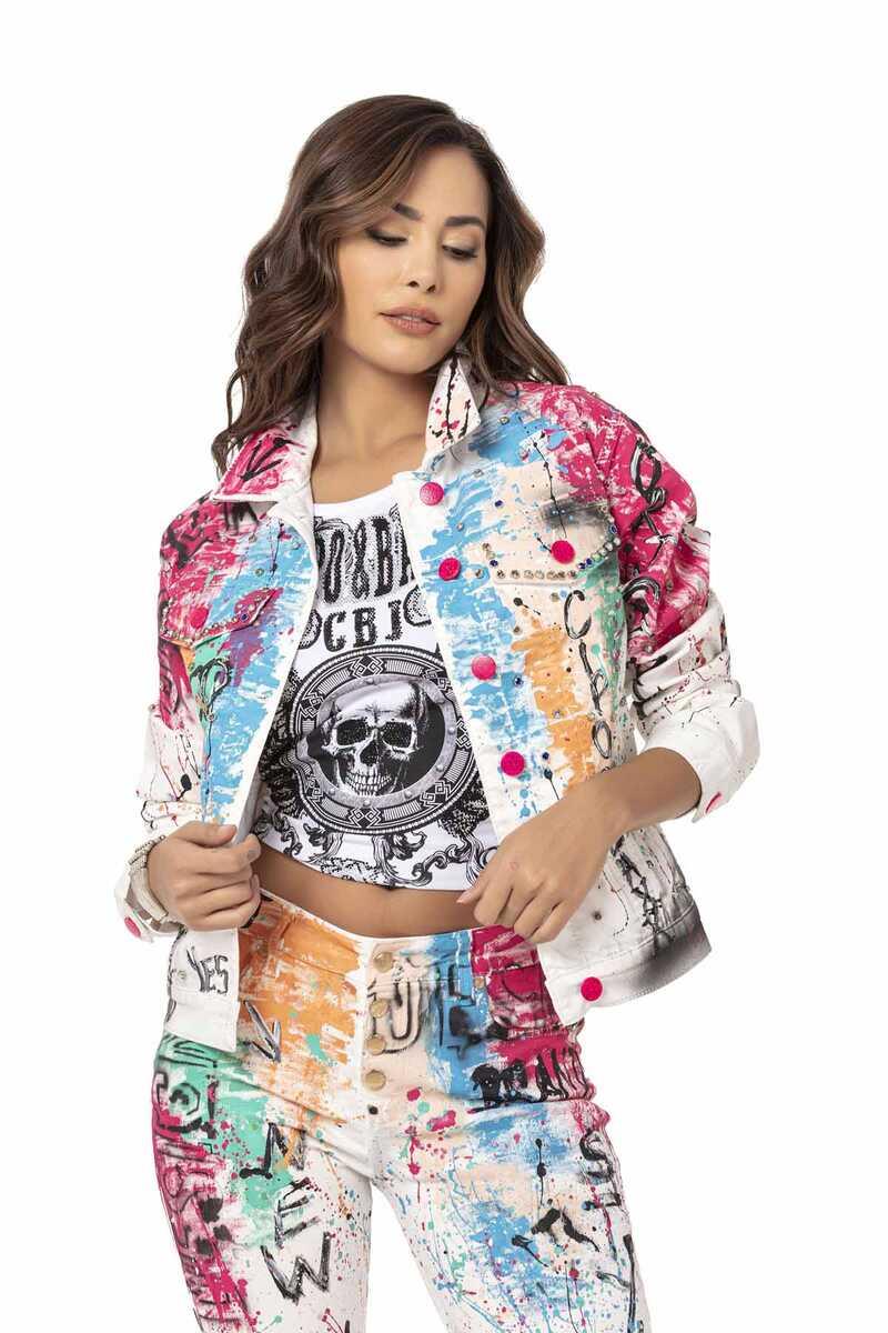 WJ196 Renkli Desen Kadın Ceket