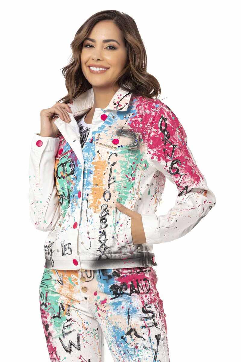 WJ196 Renkli Desen Kadın Ceket