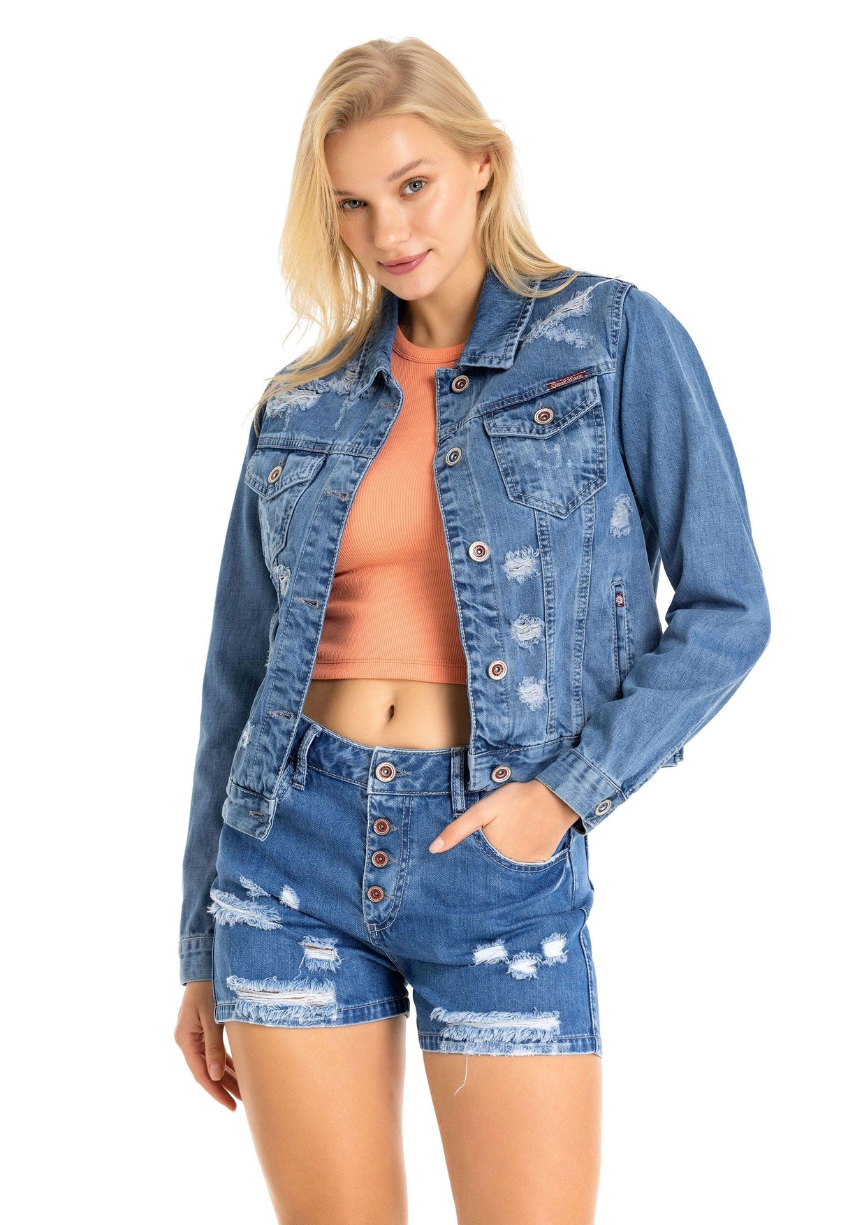 WJ212 Basic Kısa Kadın Jeans Ceket