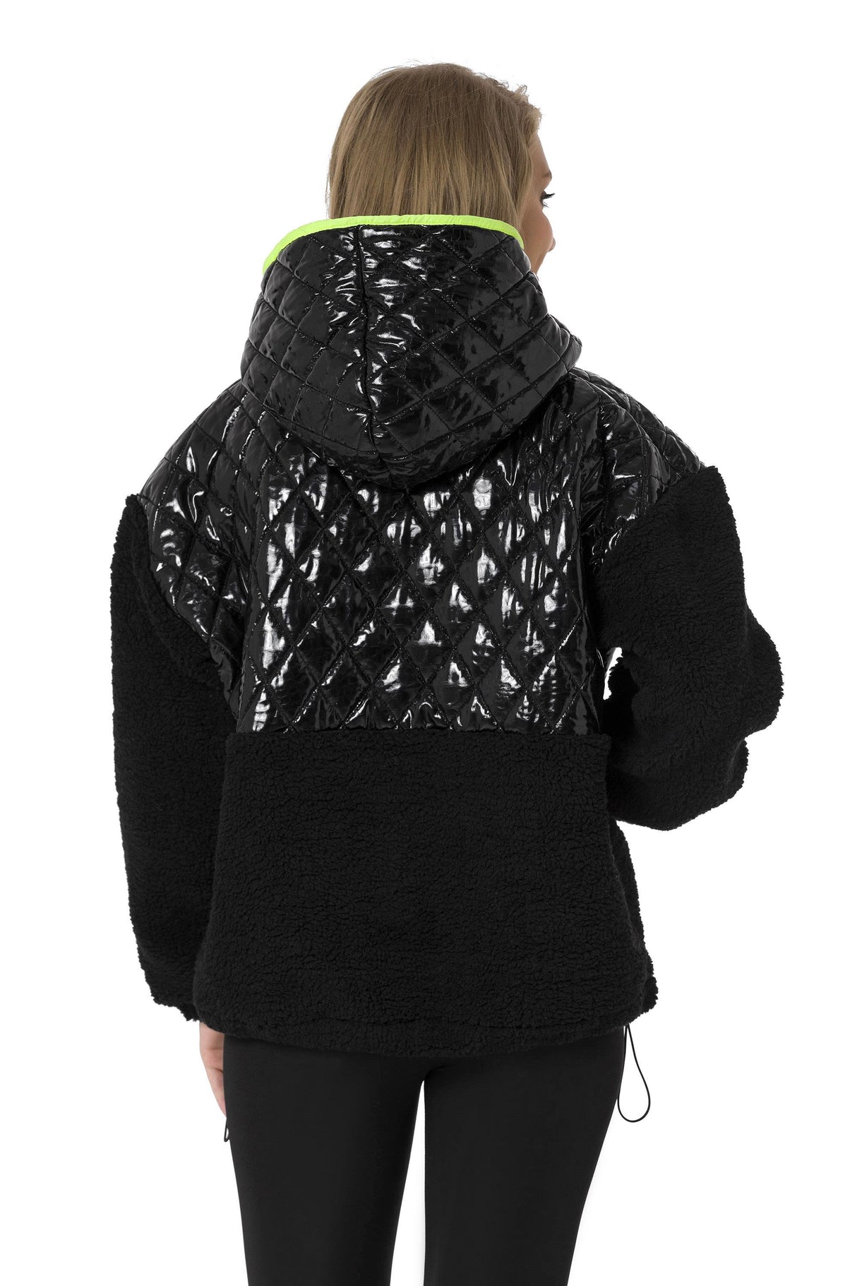 WL333 Deri Detaylı Peluş Sweatshirt