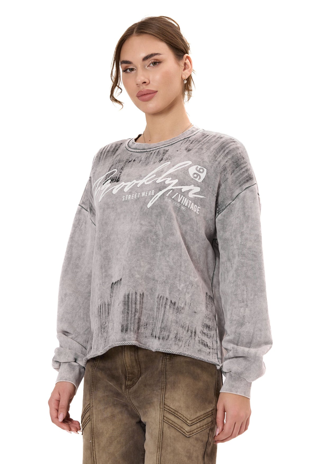 Kadın Modern Tasarımlı Günlük Uzun Kollu Sweatshirt WL375