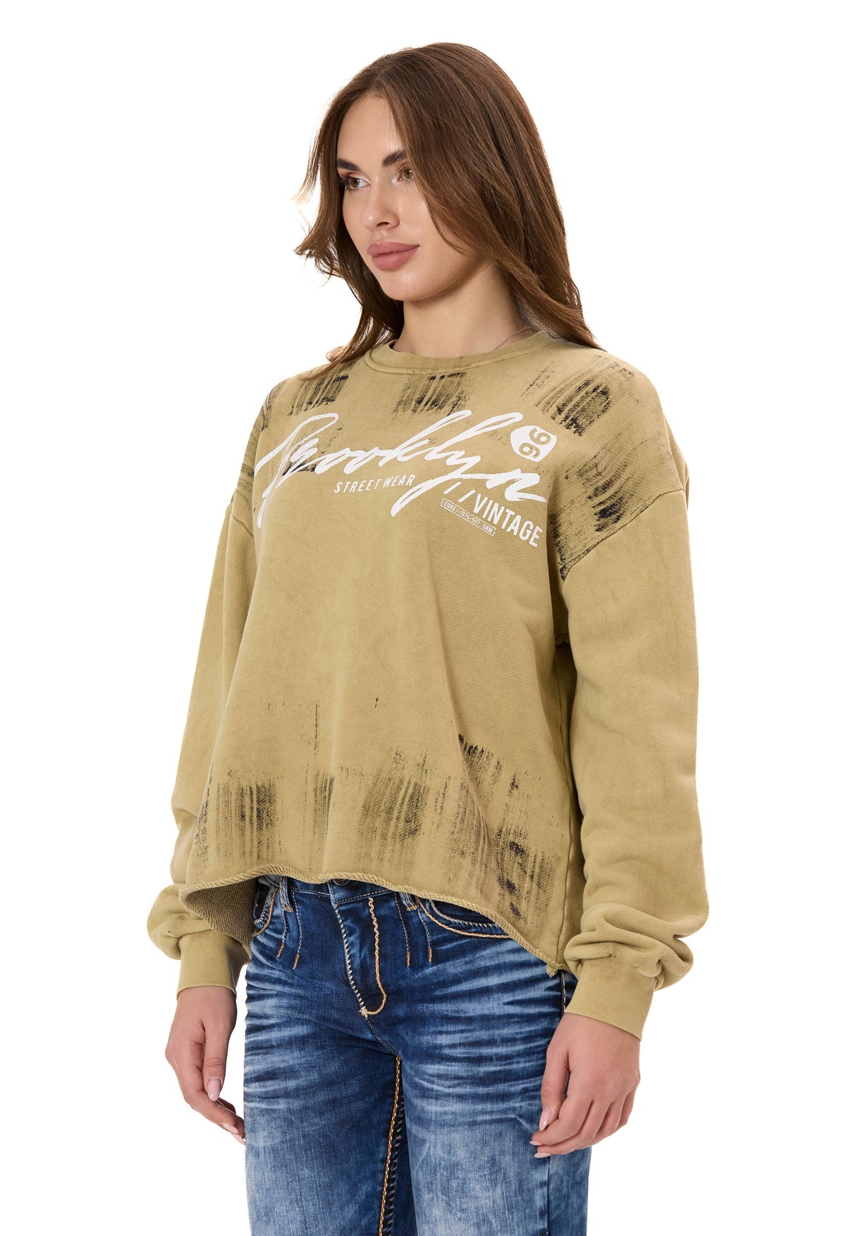 Kadın Modern Tasarımlı Günlük Uzun Kollu Sweatshirt WL375