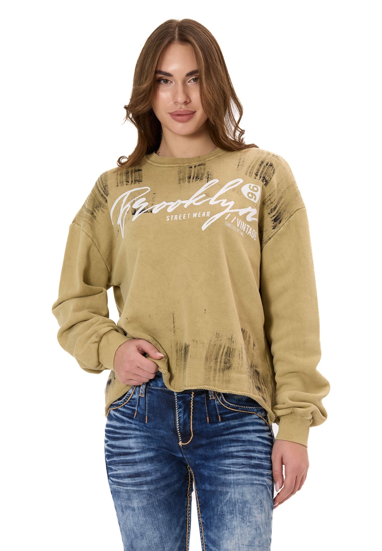 Kadın Modern Tasarımlı Günlük Uzun Kollu Sweatshirt WL375