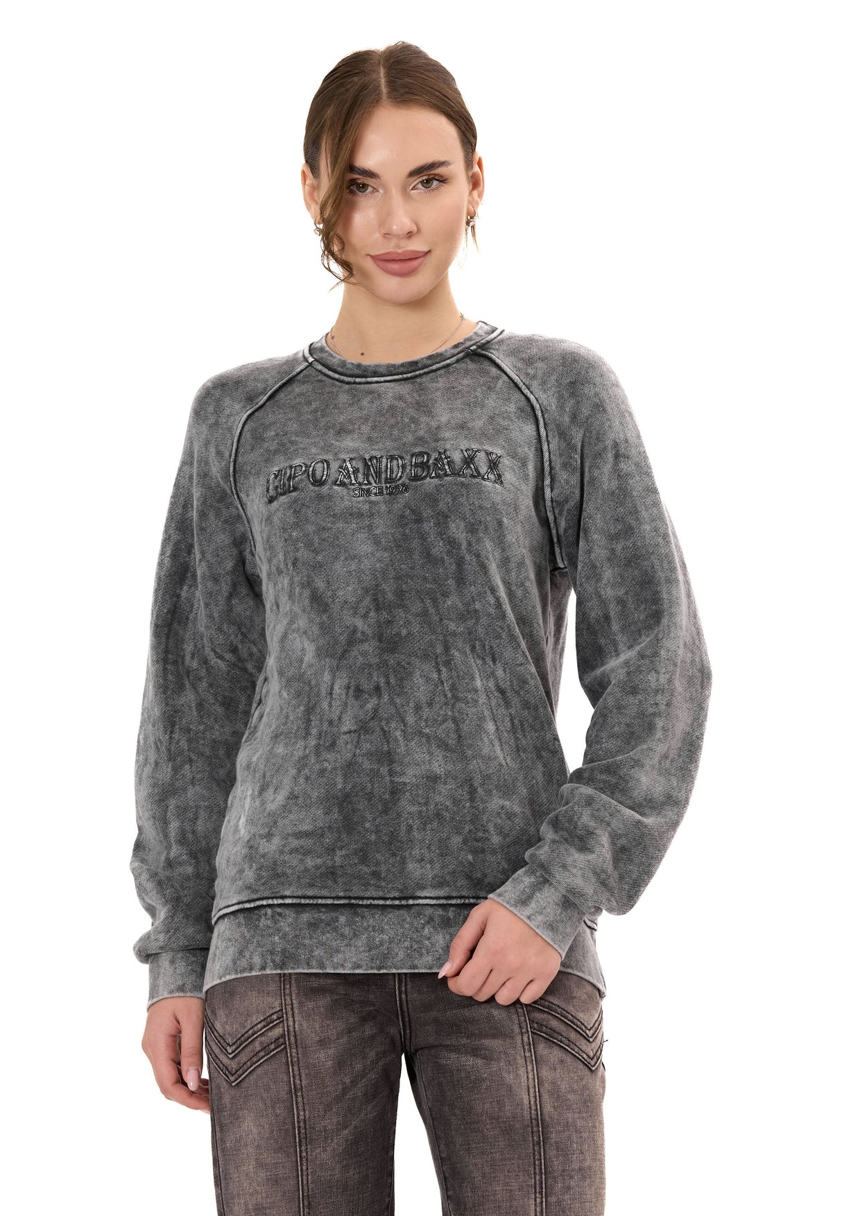 Kadın Sweatshirt Modern Tasarımlı Uzun Kollu Günlük Sweatshirt WL381