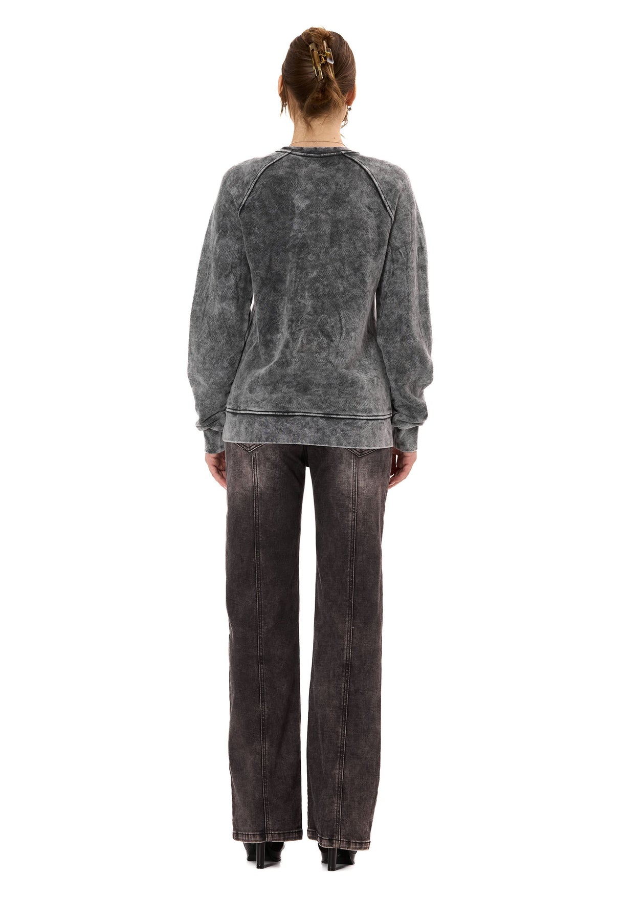 Kadın Sweatshirt Modern Tasarımlı Uzun Kollu Günlük Sweatshirt WL381