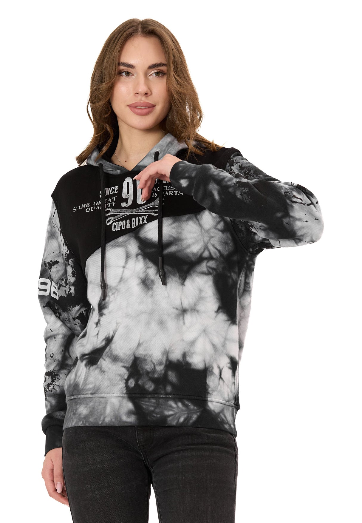 Kadın Kapüşonlu Sweatshirt – Batik desenli WL382