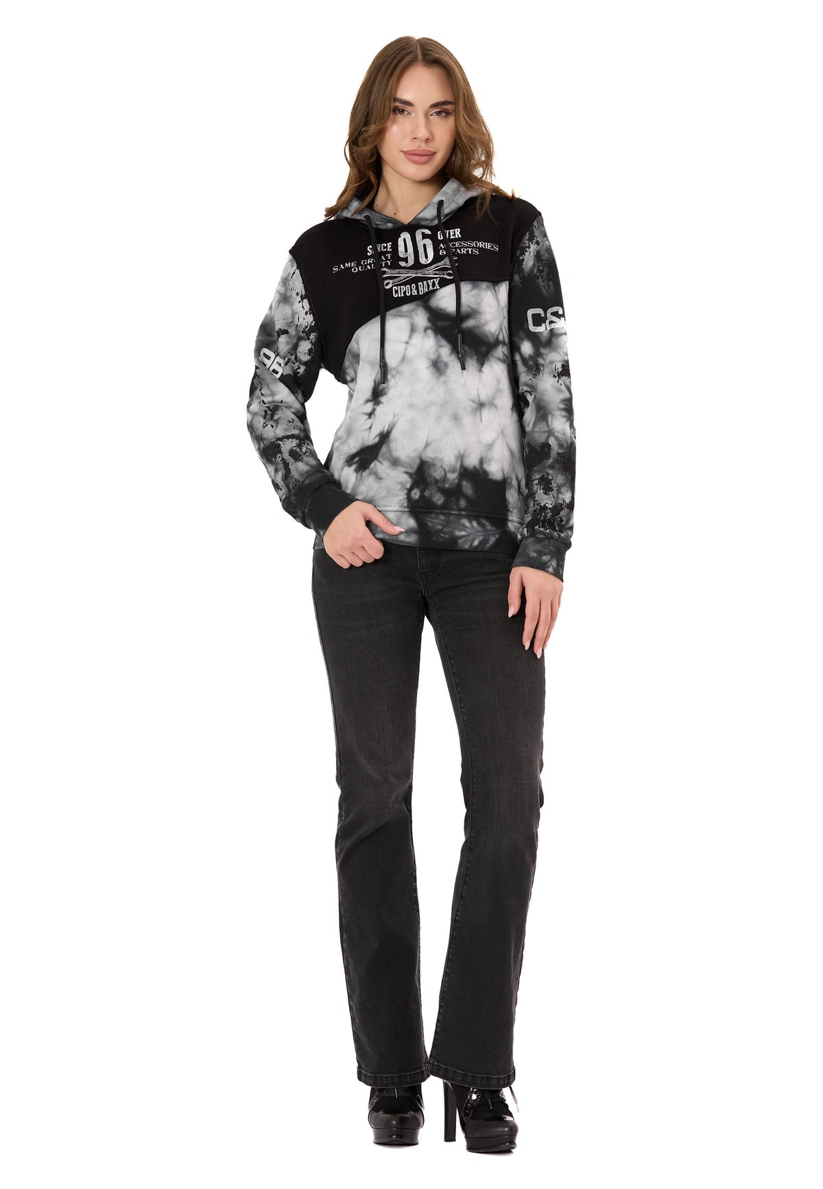 Kadın Kapüşonlu Sweatshirt – Batik desenli WL382