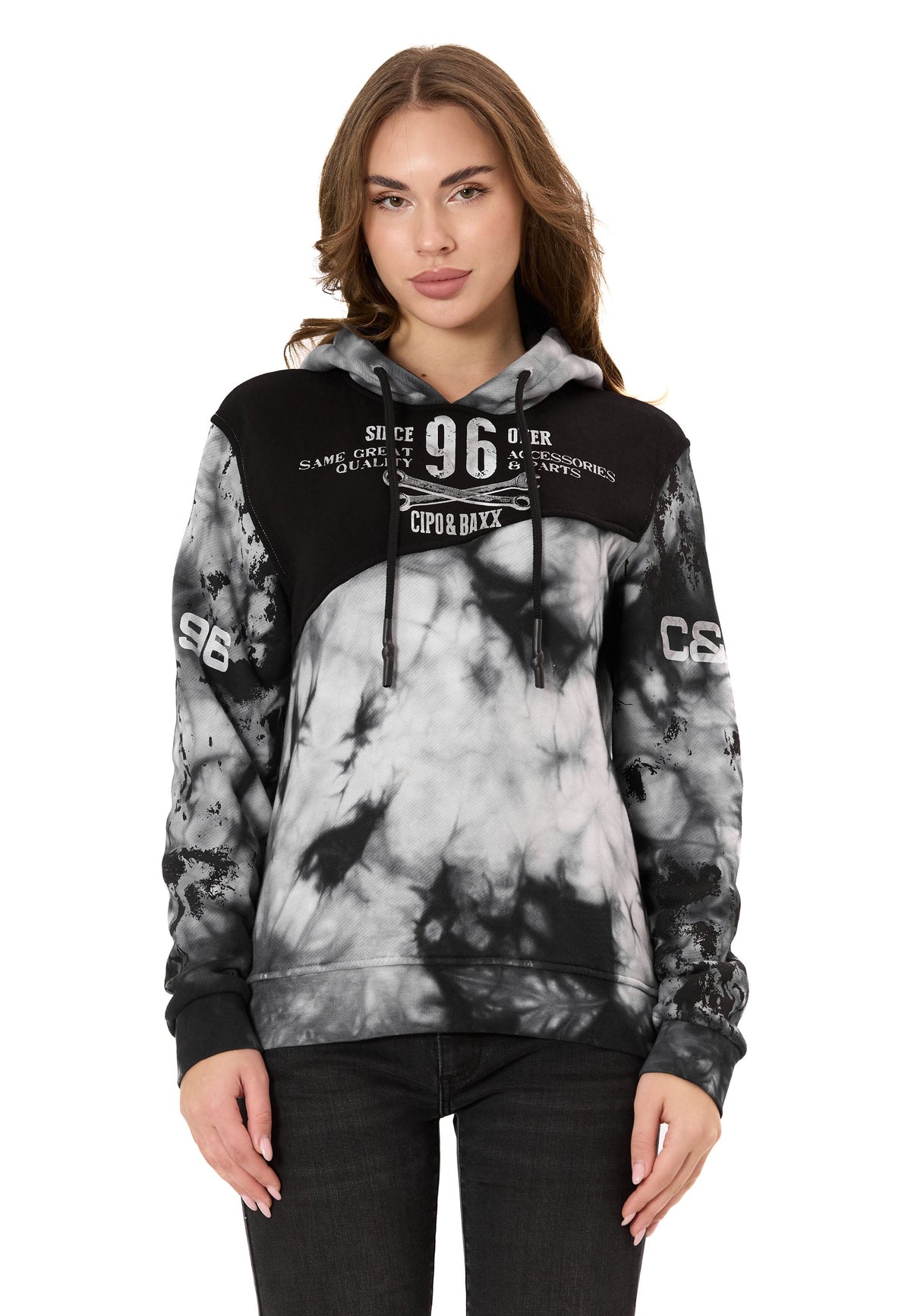Kadın Kapüşonlu Sweatshirt – Batik desenli WL382