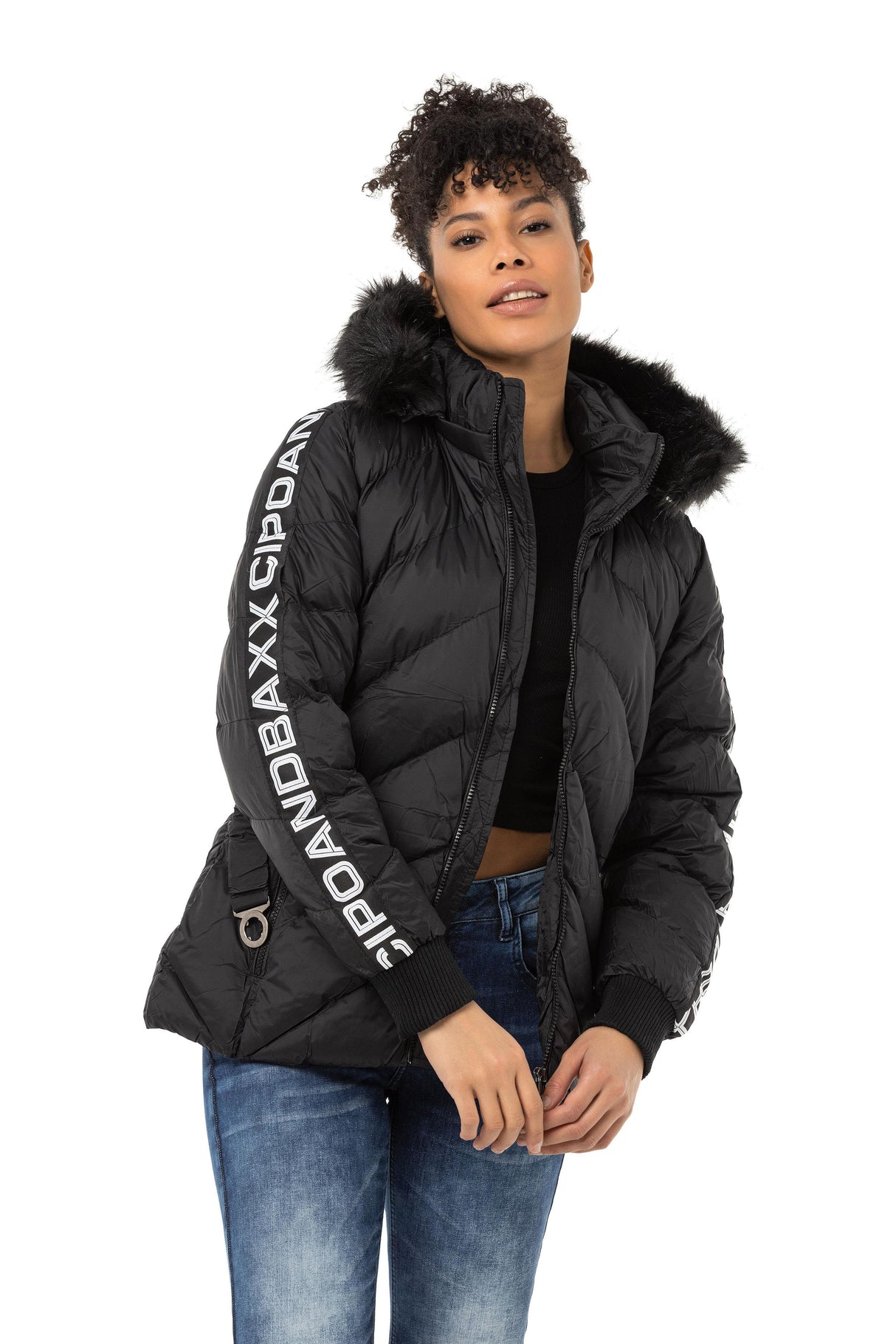 WM133 Yazı Şeritli Kadın Şişme Mont