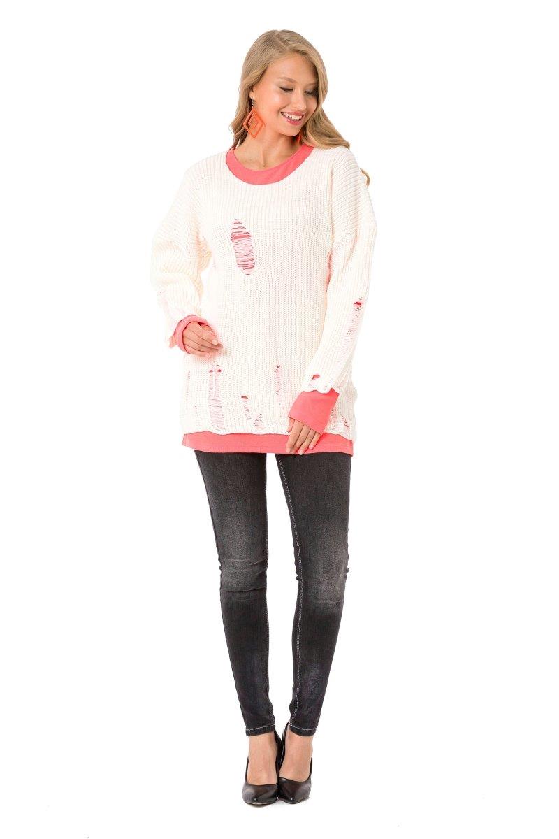 WP240 Vintage Yırtık İki Kat Triko