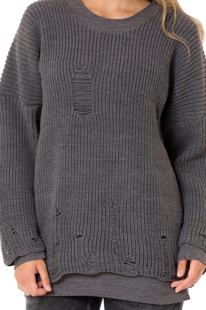 WP240 Vintage Yırtık İki Kat Triko