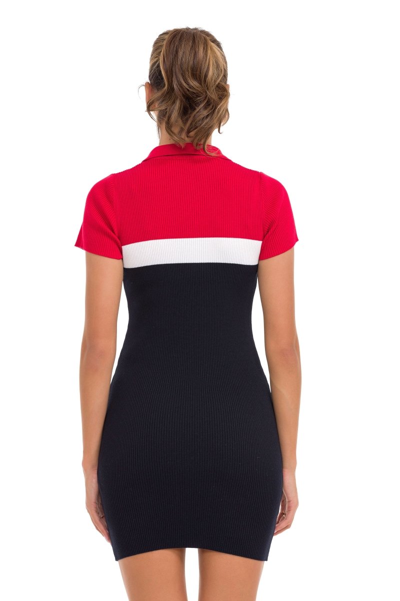 Kadın Polo Yaka Örme Mini Triko Elbise - WP256