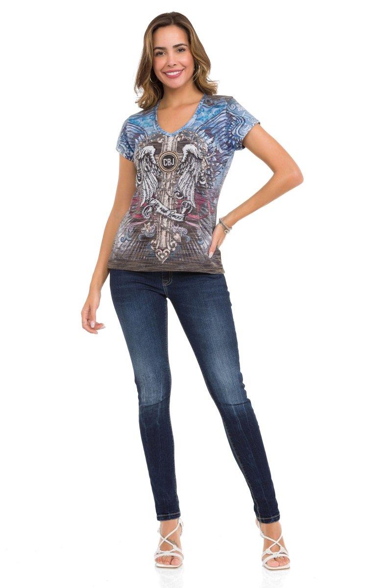 WT339 Kanatlı Haç Desenli Taşı Tişört