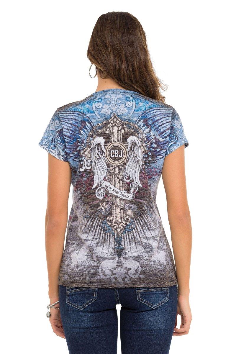 WT339 Kanatlı Haç Desenli Taşı Tişört