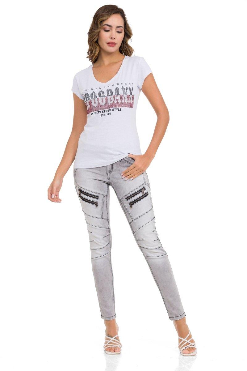 WT358 Parlak Taşlı Yazılı Kadın Tişört