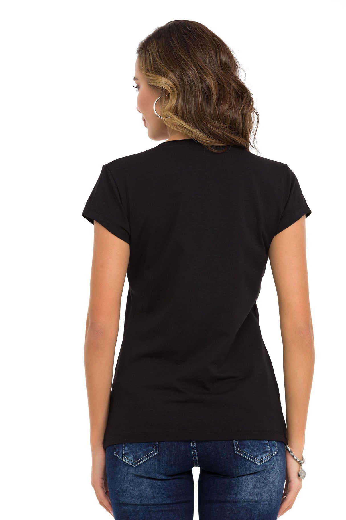 WT366 Futurist Taşlı Kadın Tişört