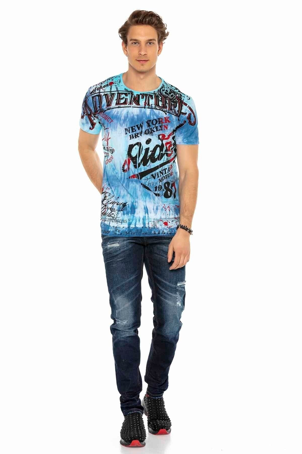 CD392 Zincirli Yırtık Dar Paça Lacivert Erkek Jeans