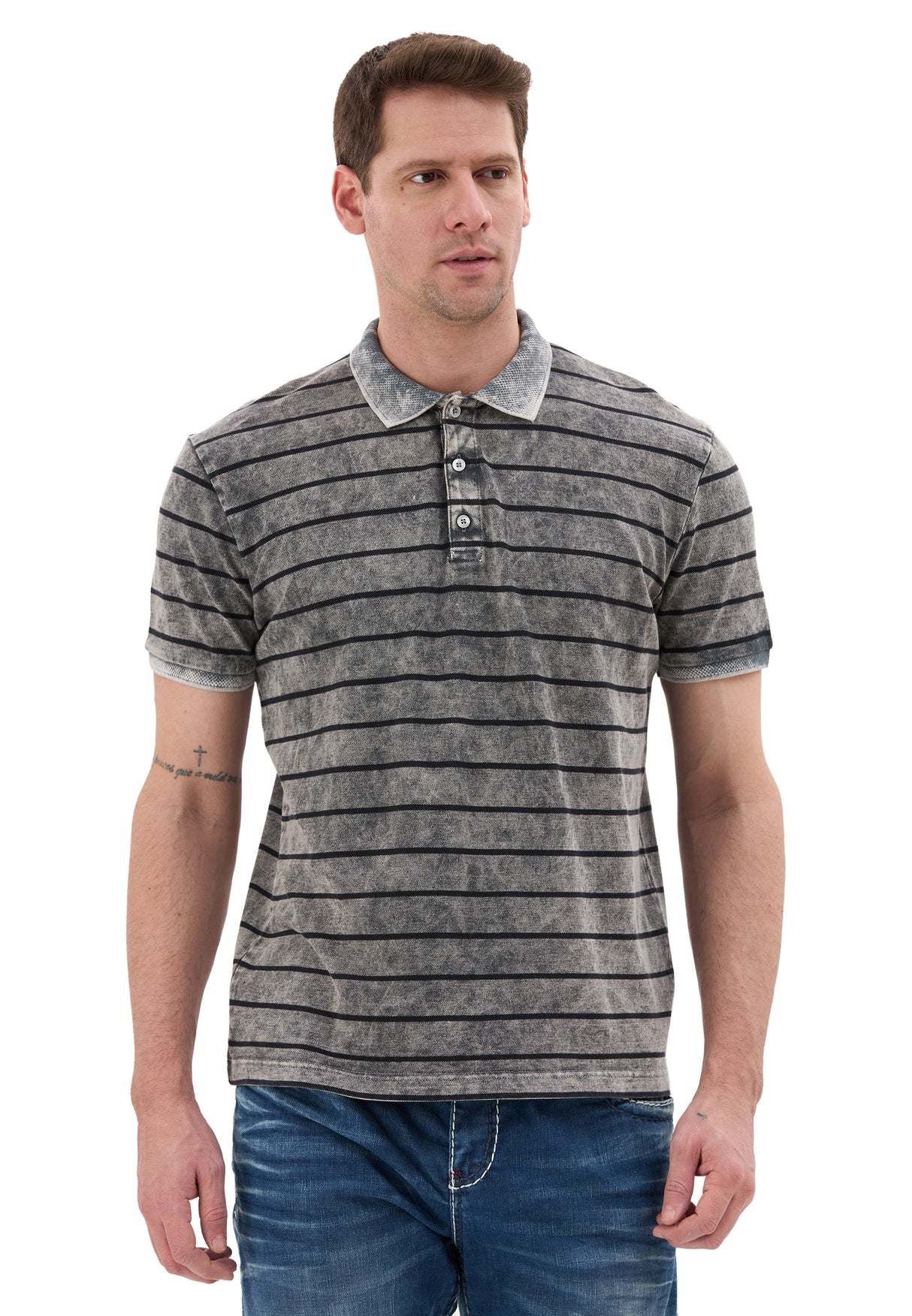 Erkek Çizgili Polo Yaka  Basic T-Shirt - CT858