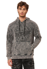 CL596 Erkek Kapüşonlu Sweatshirt – Şehir Baskılı ve Asit Yıkamalı Kapüşonlu Kazak New York Esintili Sokak Giyim
