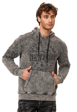 CL596 Erkek Kapüşonlu Sweatshirt – Şehir Baskılı ve Asit Yıkamalı Kapüşonlu Kazak New York Esintili Sokak Giyim