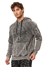 CL596 Erkek Kapüşonlu Sweatshirt – Şehir Baskılı ve Asit Yıkamalı Kapüşonlu Kazak New York Esintili Sokak Giyim