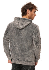 CL596 Erkek Kapüşonlu Sweatshirt – Şehir Baskılı ve Asit Yıkamalı Kapüşonlu Kazak New York Esintili Sokak Giyim