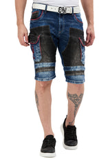 Regular Fit 2 Tonlu Taşlı Çok Cepli Erkek Denim Kargo Kapri CK312