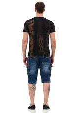 Regular Fit 2 Tonlu Taşlı Çok Cepli Erkek Denim Kargo Kapri CK312