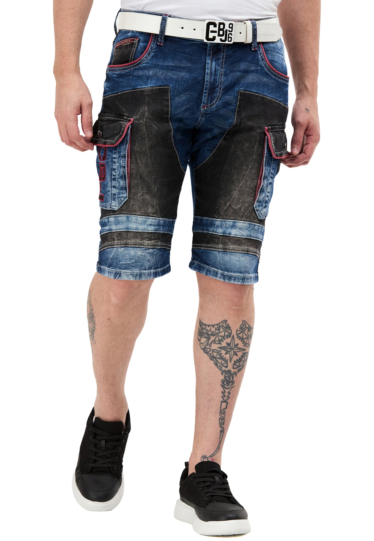 Regular Fit 2 Tonlu Taşlı Çok Cepli Erkek Denim Kargo Kapri CK312