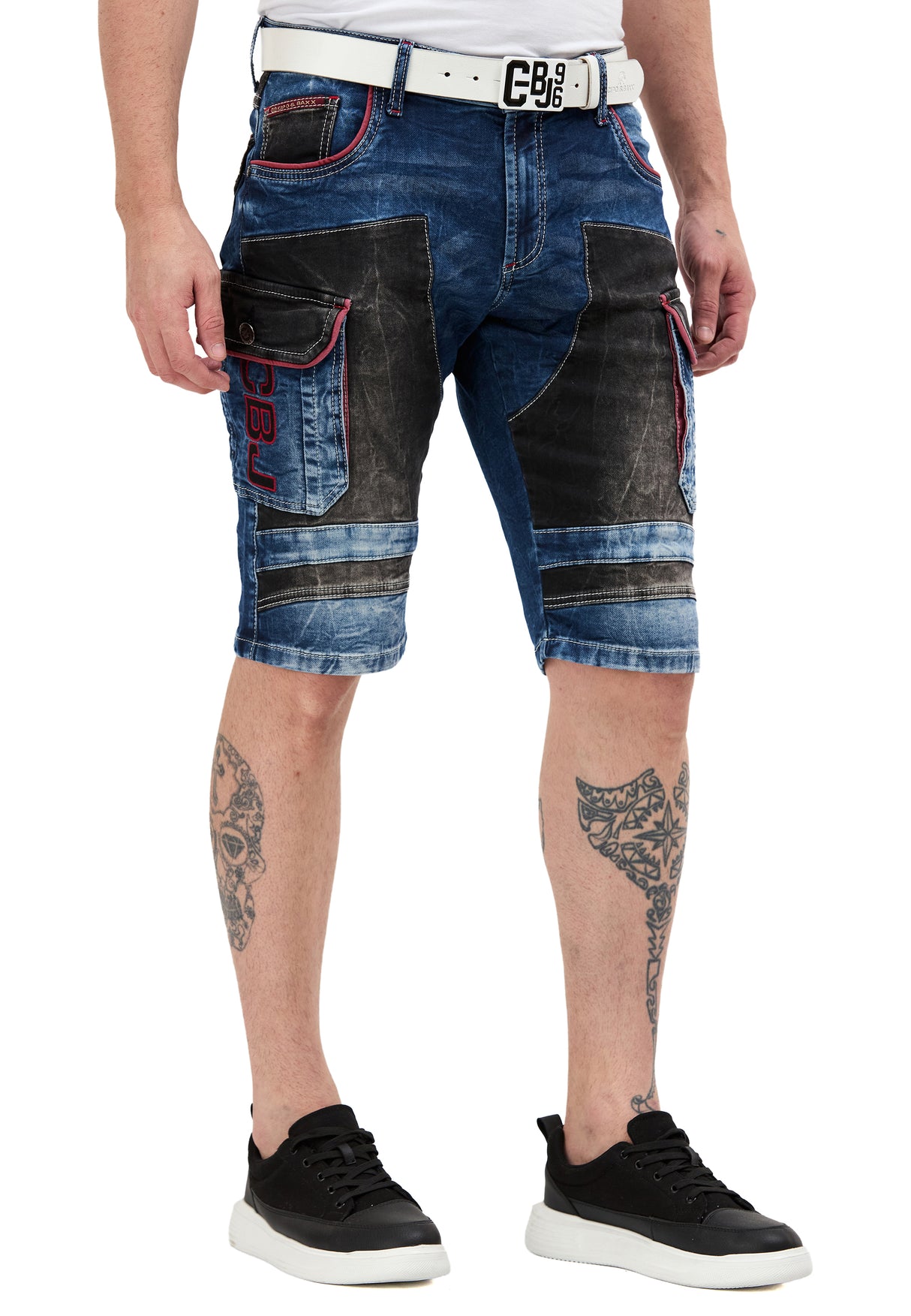 Regular Fit 2 Tonlu Taşlı Çok Cepli Erkek Denim Kargo Kapri CK312