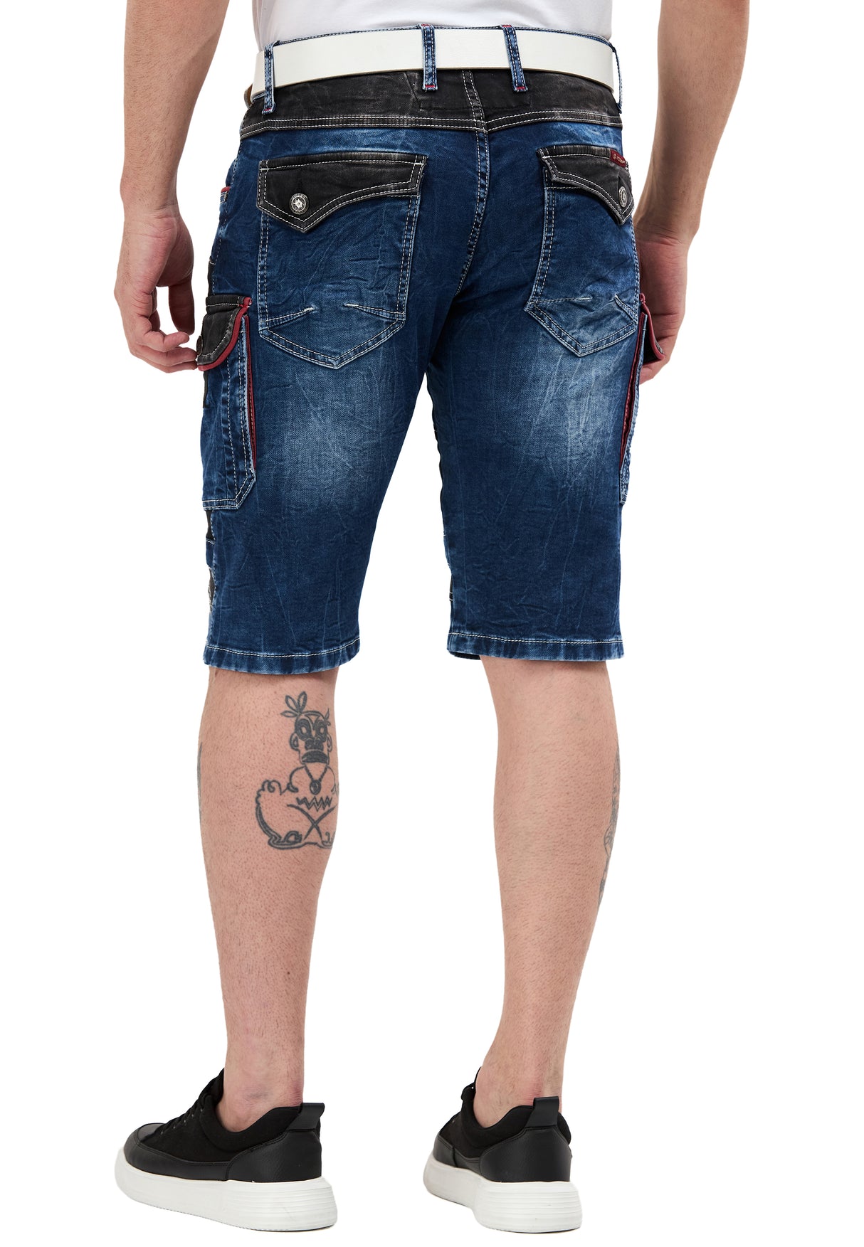 Regular Fit 2 Tonlu Taşlı Çok Cepli Erkek Denim Kargo Kapri CK312