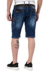 Regular Fit 2 Tonlu Taşlı Çok Cepli Erkek Denim Kargo Kapri CK312