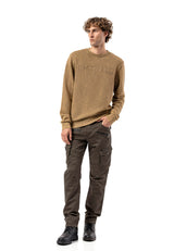CL595 Erkek Sweatshirt - Yıkanmış Görünümlü, Yuvarlak Yakalı