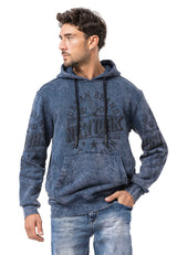 CL596 Erkek Kapüşonlu Sweatshirt – Şehir Baskılı ve Asit Yıkamalı Kapüşonlu Kazak New York Esintili Sokak Giyim