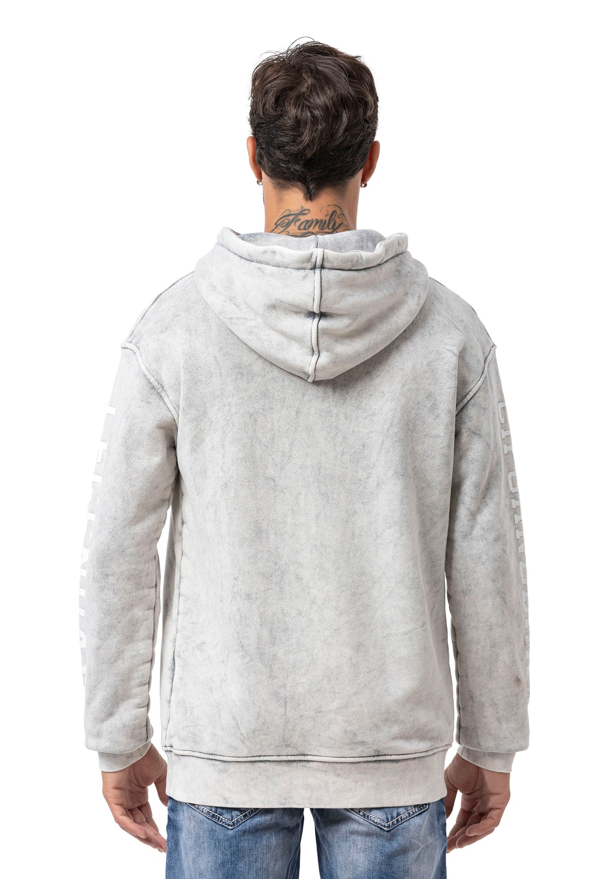 CL597 Baskılı ve Kanguru Cepli Erkek Kapüşonlu Sweatshirt