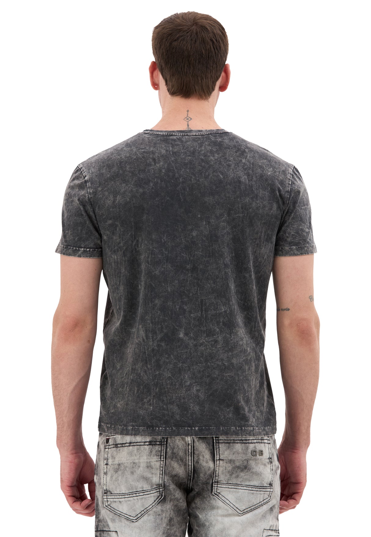 Erkek Vintage Görünümlü Kartal Baskılı T-Shirt - CT833