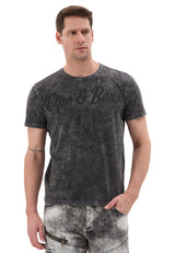 Erkek Vintage Görünümlü Kartal Baskılı T-Shirt - CT833
