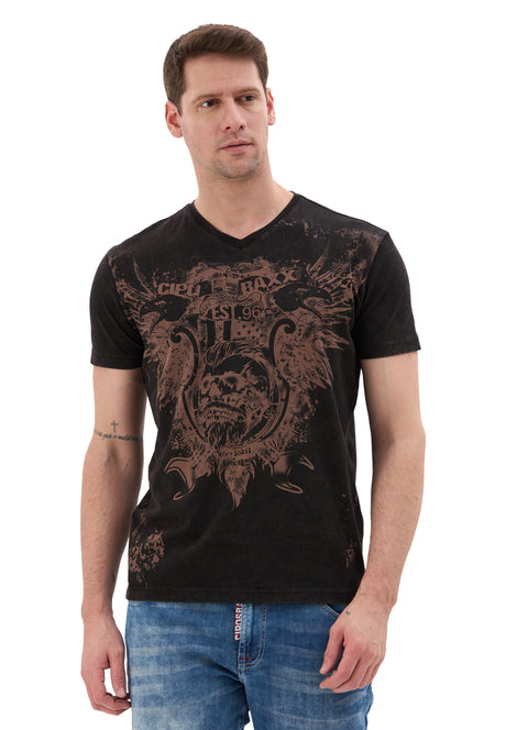 Erkek T-Shirt Bisiklet Yaka Günlük Rahat Kesim Pamuklu  Baskılı Tshirt - CT856