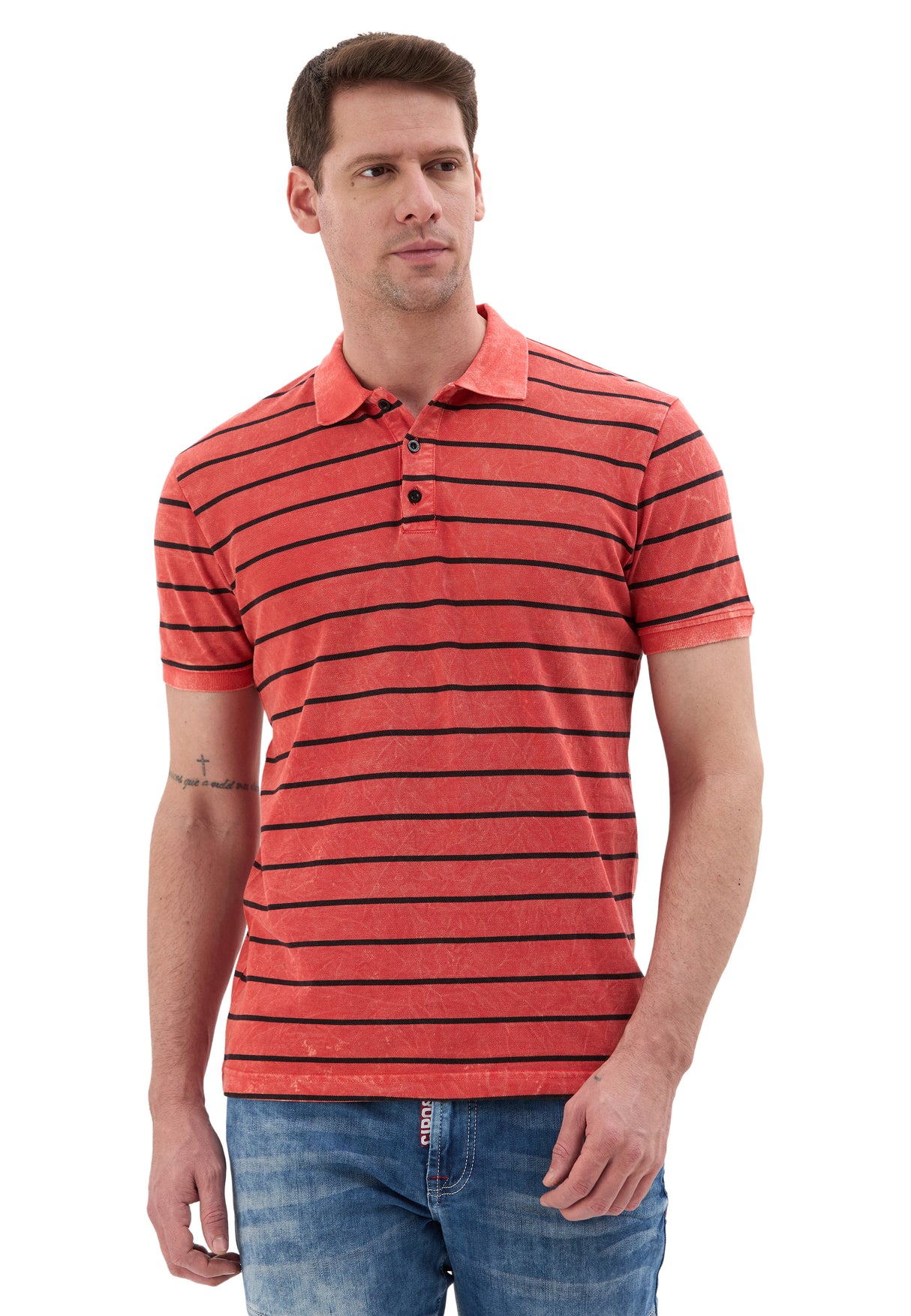 Erkek Çizgili Polo Yaka  Basic T-Shirt - CT858