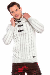 CP214 Peluş Kapşonlu Yakalı Örme Desen Kalın Kazak