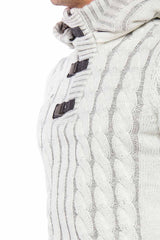 CP214 Peluş Kapşonlu Yakalı Örme Desen Kalın Kazak