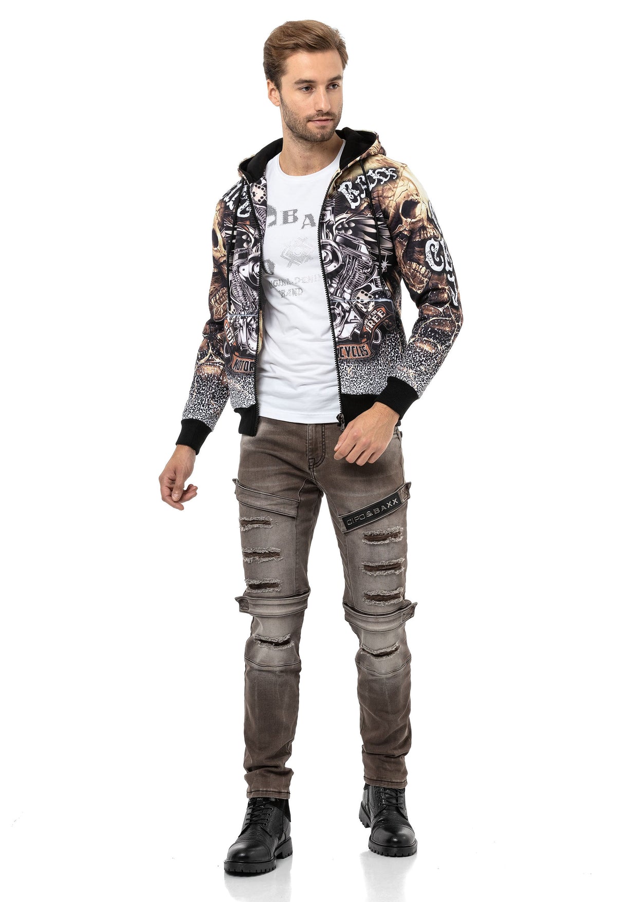 CL550 Erkek Zip Kapşonlu Sweatshirt – Fermuarlı Hoodie, Günlük Spor Rahat Kalıp