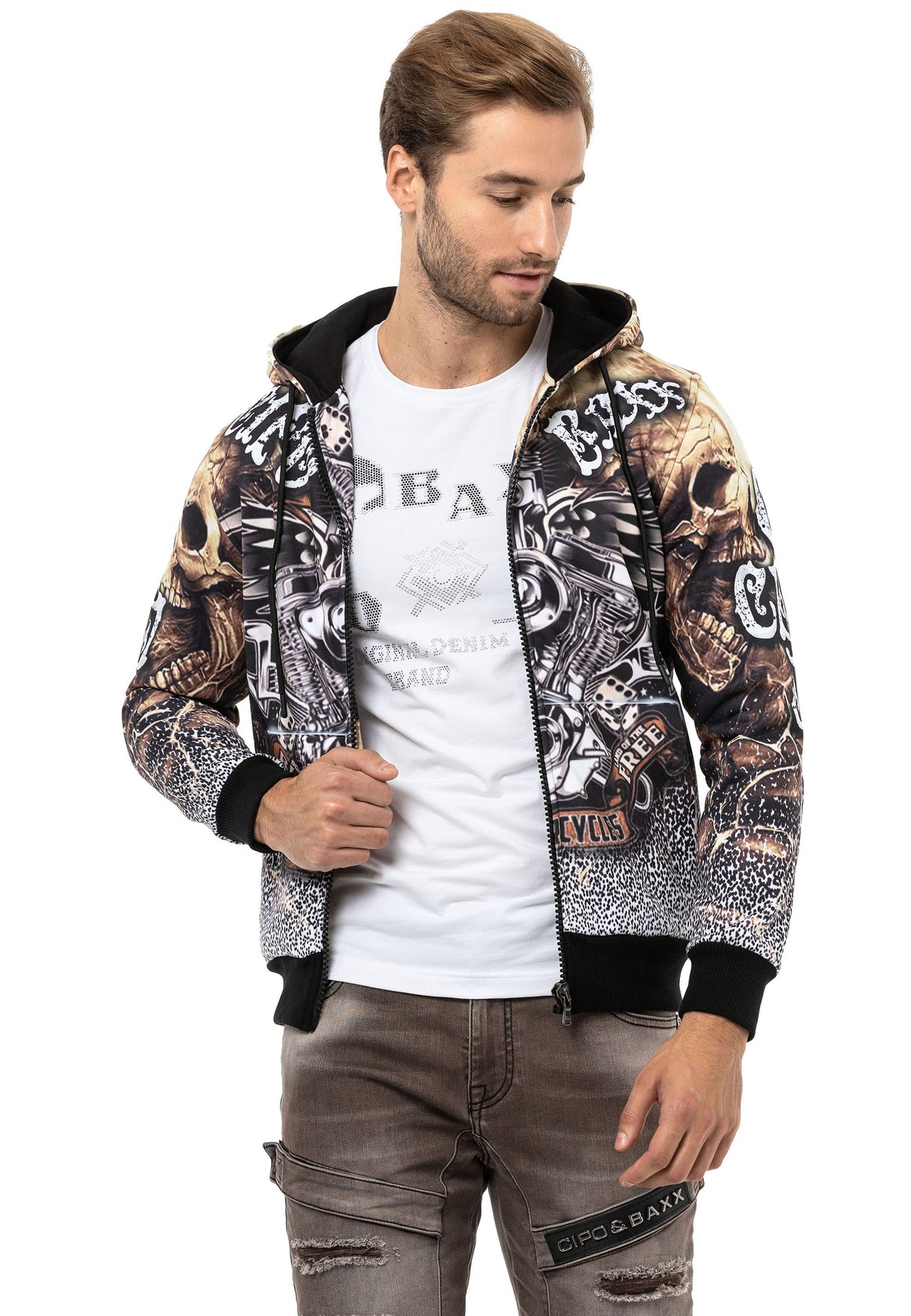 CL550 Erkek Zip Kapşonlu Sweatshirt – Fermuarlı Hoodie, Günlük Spor Rahat Kalıp