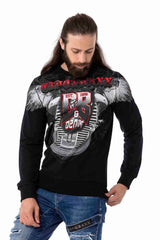 CL515 Kartal Desenli Beyaz Kalın Sweatshirt