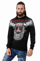 CL515 Kartal Desenli Beyaz Kalın Sweatshirt