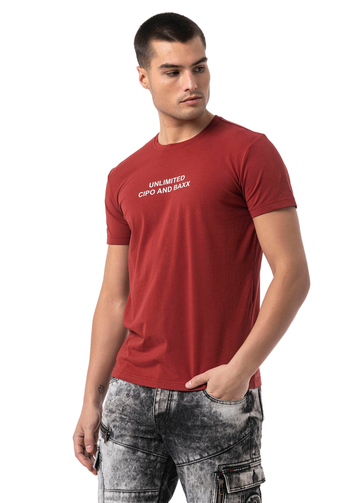 Erkek Regular Fit Baskılı Pamuklu T-shirt CT827
