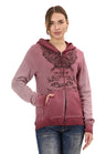 WL372 Kadın Sweatshirt Ceket – Ön Baskılı, Gradyan Kapüşonlu