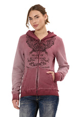 WL372 Kadın Sweatshirt Ceket – Ön Baskılı, Gradyan Kapüşonlu