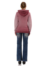 WL372 Kadın Sweatshirt Ceket – Ön Baskılı, Gradyan Kapüşonlu