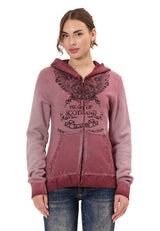 WL372 Kadın Sweatshirt Ceket – Ön Baskılı, Gradyan Kapüşonlu